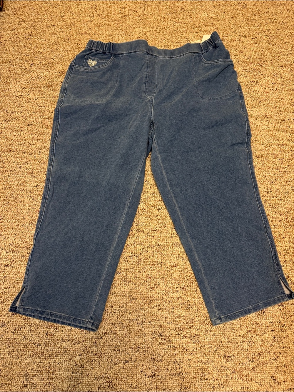 Quacker Factory Navy Relaxed Elastic Waist Jeans